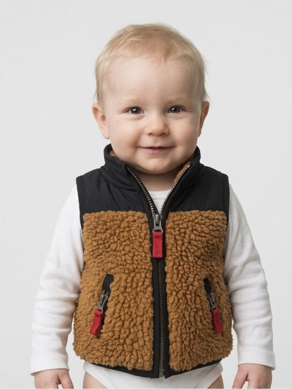 Carter’s Newborn NB Worker Sherpa Style Vest Baby Boy Shower Gift Announcement